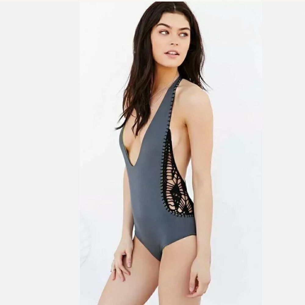 INDAH PAGODA REVERSIBLE CROCHET TRIM  BATHING SUIT